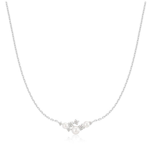  Starlit Drops - Link necklaces - Silver / Rhodium plated - Pearl - 45cm